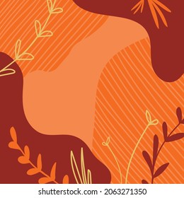 Social media stories and post creative Vector set. Background template with copy space for text and images design by abstract colored shapes, line arts , Tropical leaves warm color of the earth tone