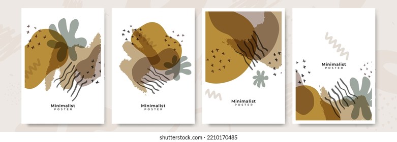 Social media stories and post creative Vector set. Background template with copy space for text and images design by abstract colored shapes, line arts, tropical leaves warm color of the earth tone