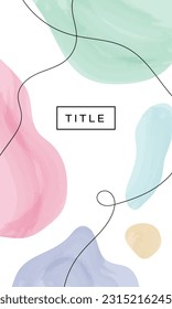 Historias en medios sociales y vector creativo. Plantilla de fondo con texto. Diseño de colores pastel, artes de línea.