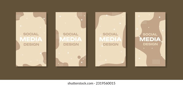 Social media stories and post creative Vector set. Background template with copy space for text and images design by abstract colored shapes, line arts , Tropical leaves warm color of the earth tone