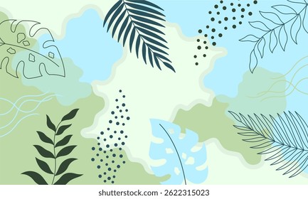 Social media stories and post template vector. Abstract shapes cover background with floral and copy space for text or images. Vector illustration