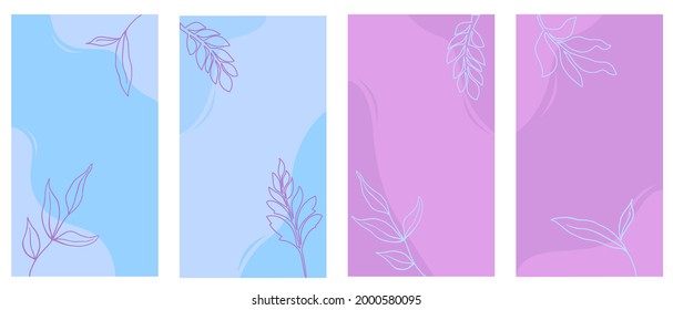Historias en medios sociales, posts, resalta plantillas. Resumen de fondos vectoriales florales con espacio de copia para texto