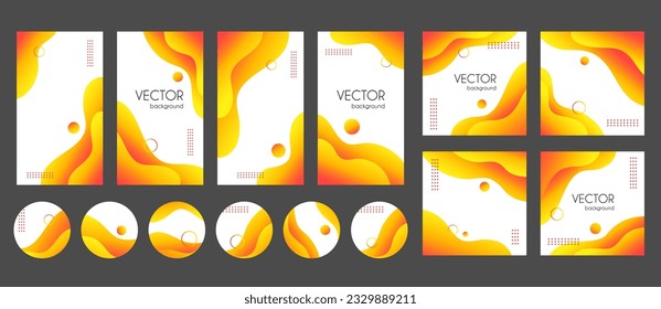 Social media stories, posts, highlights templates for social media. Abstract yellow gradient fluid liquid vector backgrounds with copy space for text