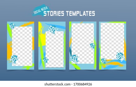 
social media stories set.instagram story frame with abstract bright color.for online store to beautify merchandise.transparent background