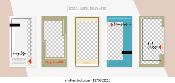 Social Media Stories SMM Template. Blogger Border Vector Set. Invitation Apps Design Pack. Simple App Kit, Brown Grey Transparent Rich VIP Geometric Cover Patterns. Social Media Stories VIP Layout