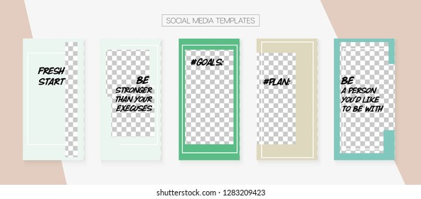 Social Media Stories SMM Template. Graphic Brand Design Pack. Blogger Cards Vector Set. Funky App Kit, Blie White Grey Graphic Geometric Cover Patterns. Social Media Stories VIP Layout
