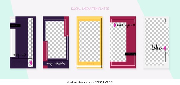 Social Media Stories SMM Template. Simple App Kit, Brown Grey Transparent Rich VIP Geometric Cover Patterns. Blogger Design Vector Set. Invitation Brand Design Pack. Social Media Stories Templates