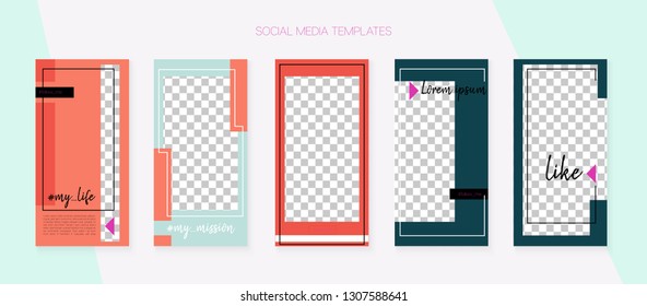 Social Media Stories SMM Template. Tech App Kit, Brown Grey Transparent Luxury Geometric Cover Patterns. Blogger Covers Vector Set. Invitation Advert Design Pack. Social Media Stories VIP Layout