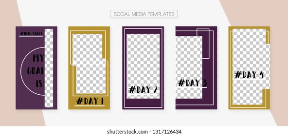 Social Media Stories SMM Template. Tech App Kit, Brown Grey Transparent Graphic Geometric Cover Patterns. Graphic Apps Design Pack. Blogger Design Vector Set.  Social Media Stories Collection