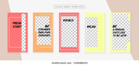 Social Media Stories SMM Template. Tech App Kit, Pink Purple Blue Grey Yellow Luxury Geometric Cover Patterns. Graphic Apps Design Pack. Blogger Frame Vector Set. Social Media Stories Templates