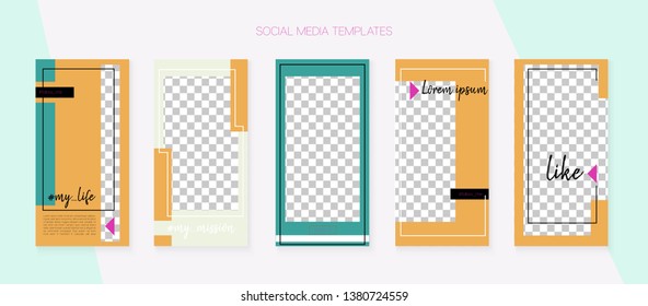 Social Media Stories SMM Template. Invitation Apps Design Pack. Blogger Border Vector Set. 