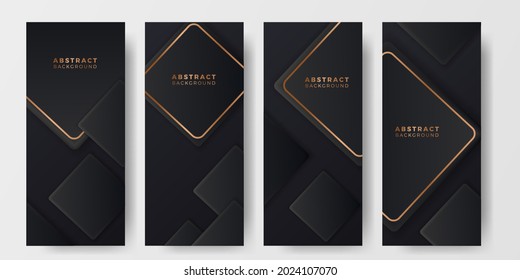 Social media stories square geometric cube 3d black background luxury elegant deluxe presentation