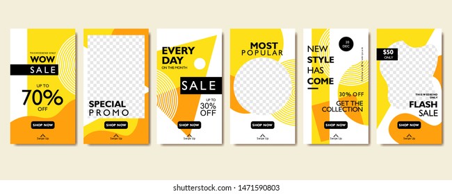 Social media stories template for discount and special offer. Modern abstract promotion web banner poster for mobile apps. Geometric pattern background frame layout for photo product and online shop