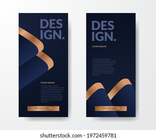 Social media stories template. elegant luxury dark blue background layout template