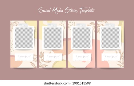 Social media stories template in grid puzzle style for brand marketing