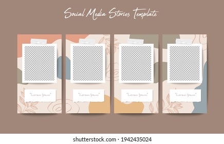 Social media stories template in grid puzzle style for brand marketing