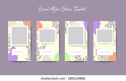 Social media stories template with organic shape background