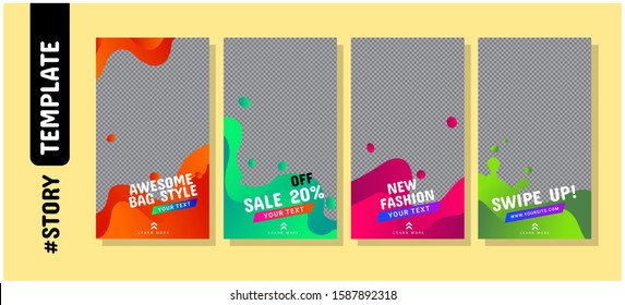 Social Media Stories. Trendy editable story template for Social Media. Promo Brand Fashion. Facebook Stories & Instagram Stories Template. Vector Illustration Template Stories set.