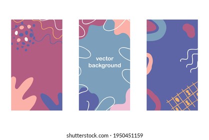 Social media stories. Vector set of abstract trendy backgrounds in minimal style with editable text. Modern design concept