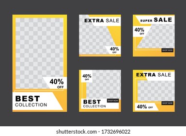 social media story banner template. layout for digital marketing. minimalist abstract design, yellow gradient color, editable. vector illustration