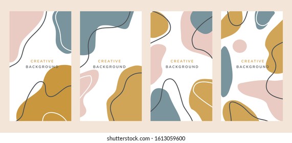 Social Media Story Cover Page. Invite And Invitation, Creative Organic Shape Backgroud Vector, Minimal Trendy Style  Social Media Stories Template.