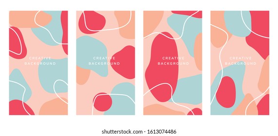 Social media story cover page. Invite and Invitation, Creative organic shape backgroud vector, Minimal trendy style  social media stories template.