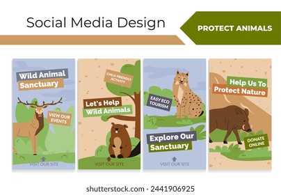 Social media story design set for animal sanctuary