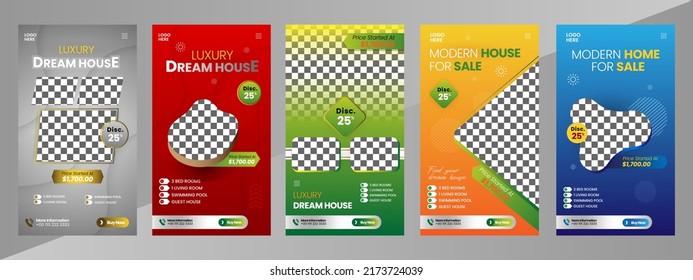 Social Media Story or Flyer Home Property with Gradient and Luxury Style for Advertising or Marketing