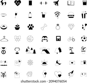 Social Media Story Highlight Cover. Lifestyle Black and White Icons. Natural Organic Shapes. Daily Planner Icons. Vector Design. Editable Stroke.