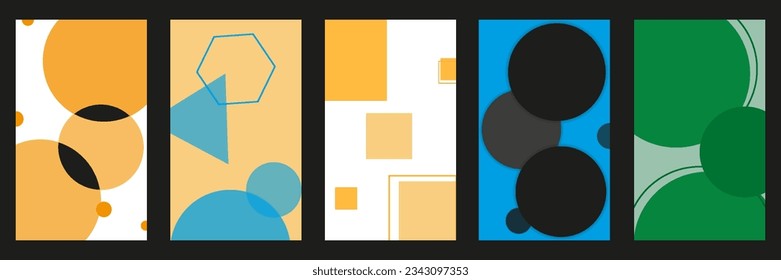 Social media story and post creative Vector set. Background template with copy space for text and image designed with abstract colored shapes, line art,