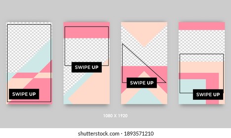 Social media story, posts, highlights template. Vector design backgrounds for social media with geometric pattern, fashion promotion concept.