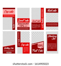 social media story red cake collection template 