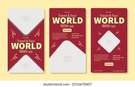 social media story or reels template for travel holiday tourism marketing and sale promo. tour advertising banner