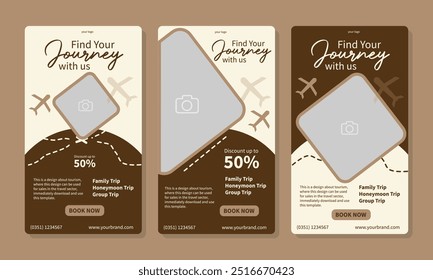 social media story or reels template for travel holiday tourism marketing and sale promo. tour advertising banner