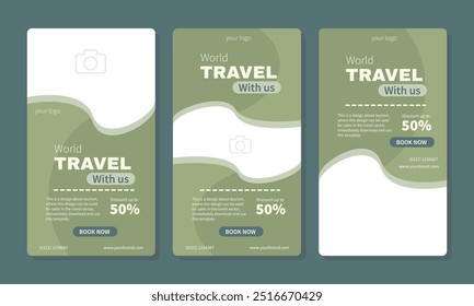 social media story or reels template for travel holiday tourism marketing and sale promo. tour advertising banner