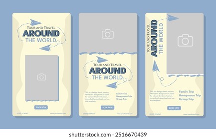social media story or reels template for travel holiday tourism marketing and sale promo. tour advertising banner