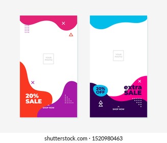 Social media story status online product promotion vertical poster background template design. Creative simple wavy geometric abstract fluid liquid shape vector illustration element