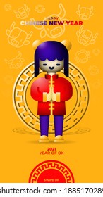 Social Media Story Template For Chinese New Year Showing A Girl Wearing Cheongsam