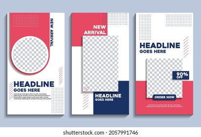 Social Media Story Template For Digital Product Marketing And Branding With Red, Blue Color And Minimalist Style