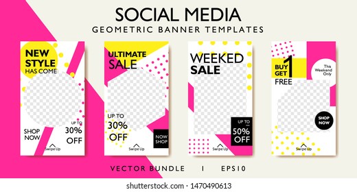 Social media story template for discount and special offer. Modern abstract promotion web banner poster for mobile apps. Geometric pattern background frame layout for online shop and photo product