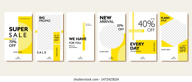 Social media story template for discount and special offer. Modern abstract promotion web banner poster for mobile apps. Geometric pattern background frame layout for photo product and online shop. Ed