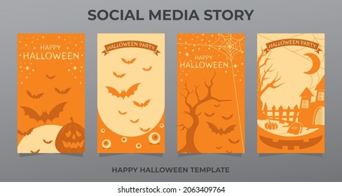 Social media story template halloween concept