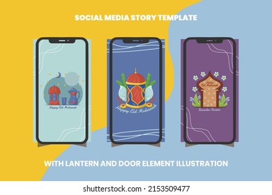 Social Media Story Template with Lantern and eid elements