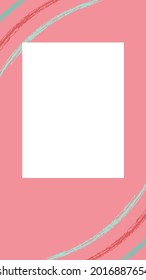 Social media story template. Pink background decorated with colorful brush strokes. Space for text or image. Vector illustration.