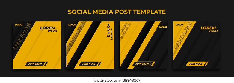 Social Media Story Template. Template Post For Ads. Design With Modern Yellow And Black