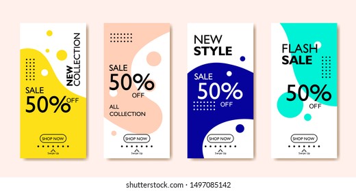 Social media story template for special offer and discount. Colorful abstract promotion web banner poster for mobile apps. Geometric pattern background frame layout for photo product and online shop 