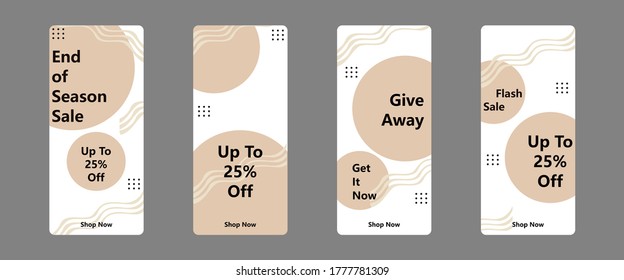 Social media story template for special offer and discount. elegant light brown for promotion web banner poster mobile apps. Frame layout for photo product and online shop