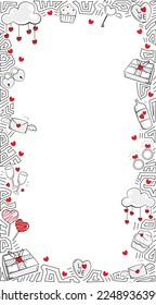 Social Media Story Template for Valentine's Day. Vertical Picture Frame with copy space in middle.