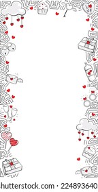 Social Media Story Template for Valentine's Day. Vertical Picture Frame with copy space in middle.