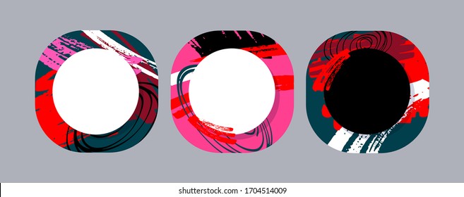 Social media story templates. Abstract pattern. Seasonal sale banner. Trend background.  Bright colored with hand drawn scribbles  Birthday party or anniversary invitation. Pattern background set.